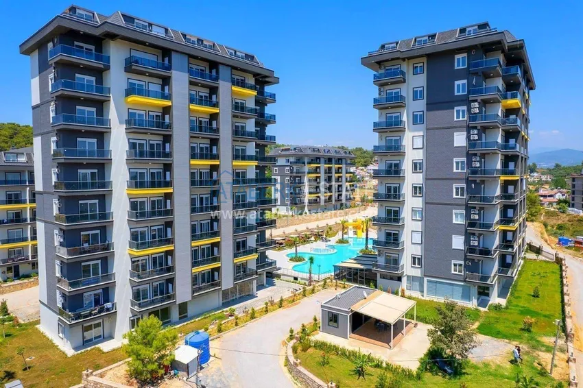 Real estate in Alanya with installments up to 1 year - new 1+1 apartment with sea view in Avsallar 3 