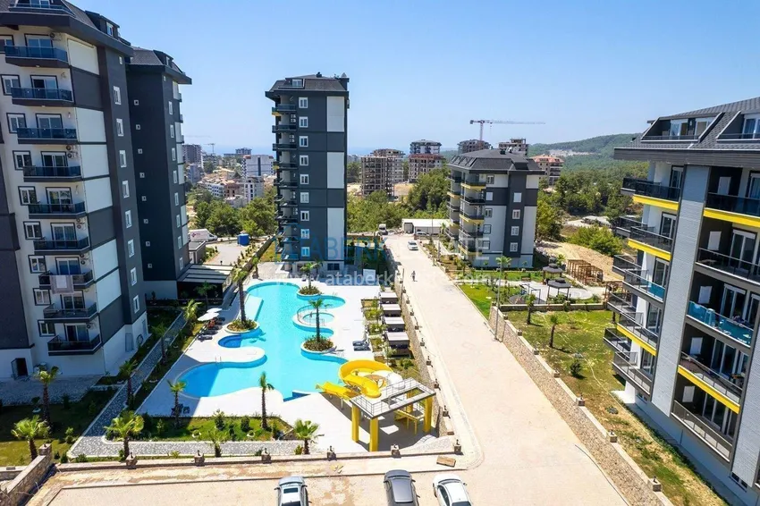 Real estate in Alanya with installments up to 1 year - new 1+1 apartment with sea view in Avsallar 4 