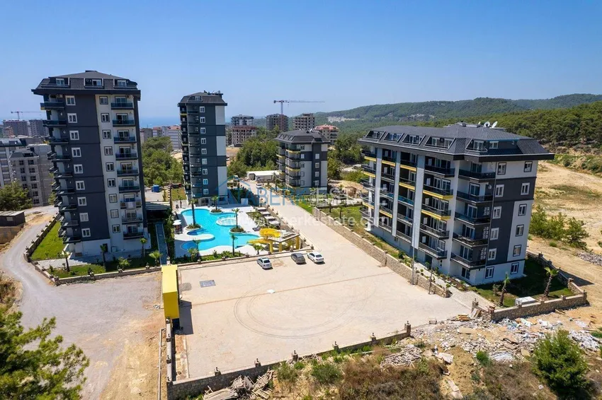 Real estate in Alanya with installments up to 1 year - new 1+1 apartment with sea view in Avsallar 5 