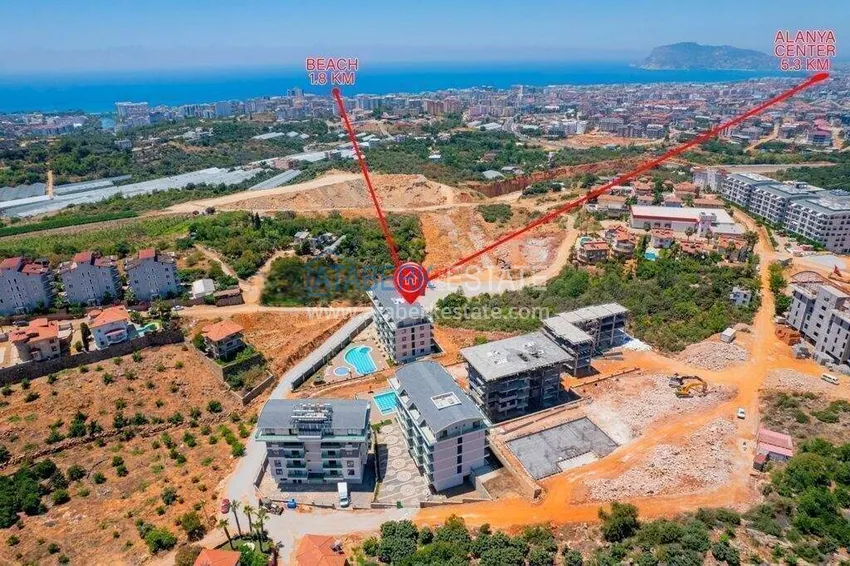 1+1 furnished apartment in Alanya, Oba district   2 