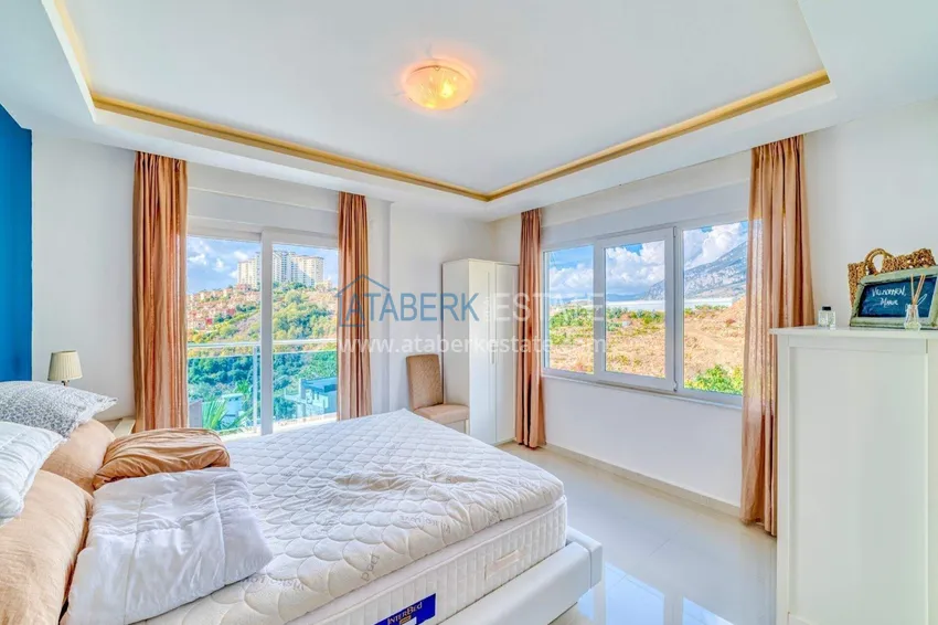Purchase  4+1 two-story private villa in Alanya — furniture, swimming pool, sea view, Kargicak district 15 