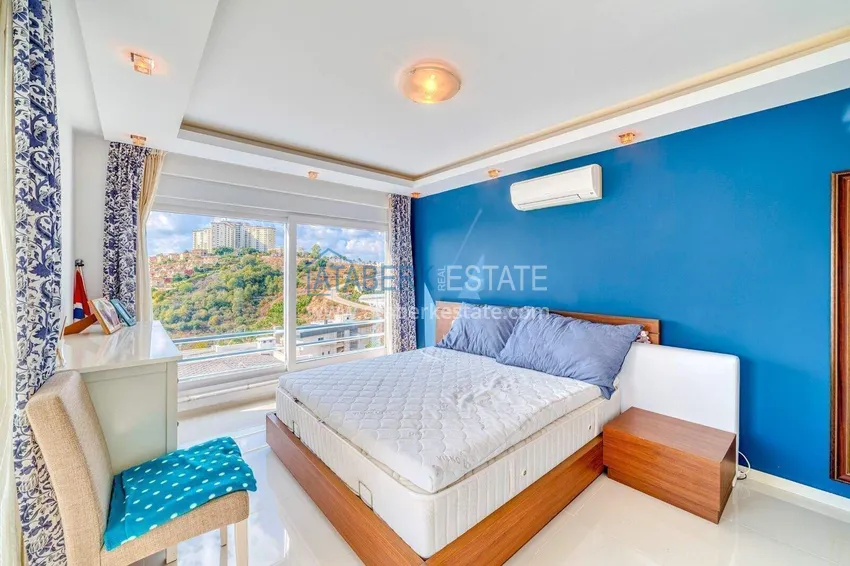 Purchase  4+1 two-story private villa in Alanya — furniture, swimming pool, sea view, Kargicak district 16 