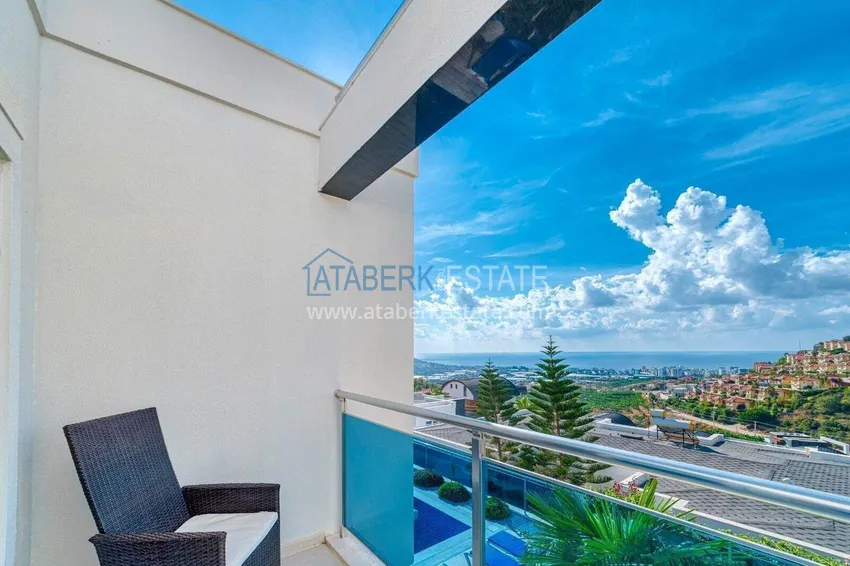 Purchase  4+1 two-story private villa in Alanya — furniture, swimming pool, sea view, Kargicak district 27 