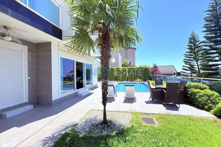 4+1 two-story private villa in Alanya — furniture, swimming pool, sea view, Kargicak district 4 