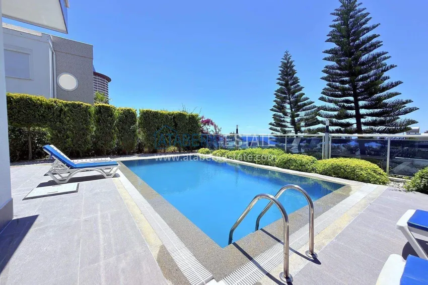 4+1 two-story private villa in Alanya — furniture, swimming pool, sea view, Kargicak district 6 