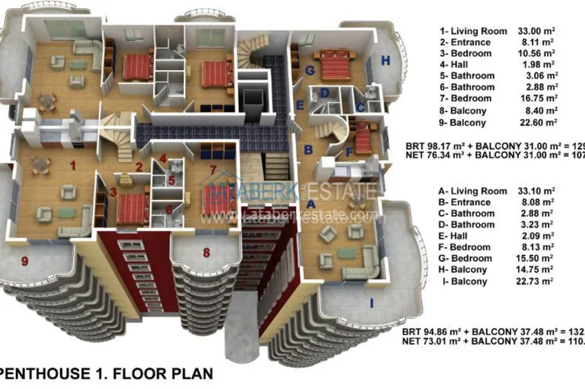 Purchase Просторные трехкомнатные квартиры в Махмутларе 3 