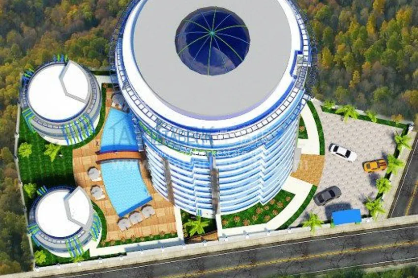 Жилой комплекс на этапе строительства необычного дизайна от застройщика 12 