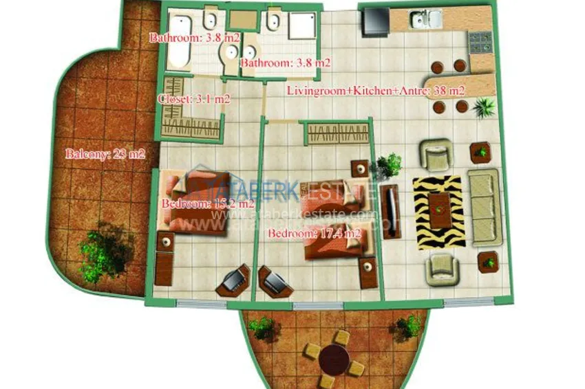 Apartments in a large complex with a private beach! 12 