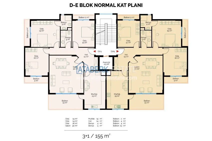 Apartments in the modern complex in Oba 19 