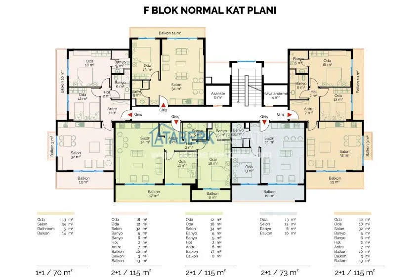 Apartments in the modern complex in Oba 22 