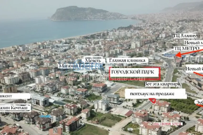 В европейском районе Оба-новом центре Аланьи - отличный пентхаус с прекрасным расположением 35 
